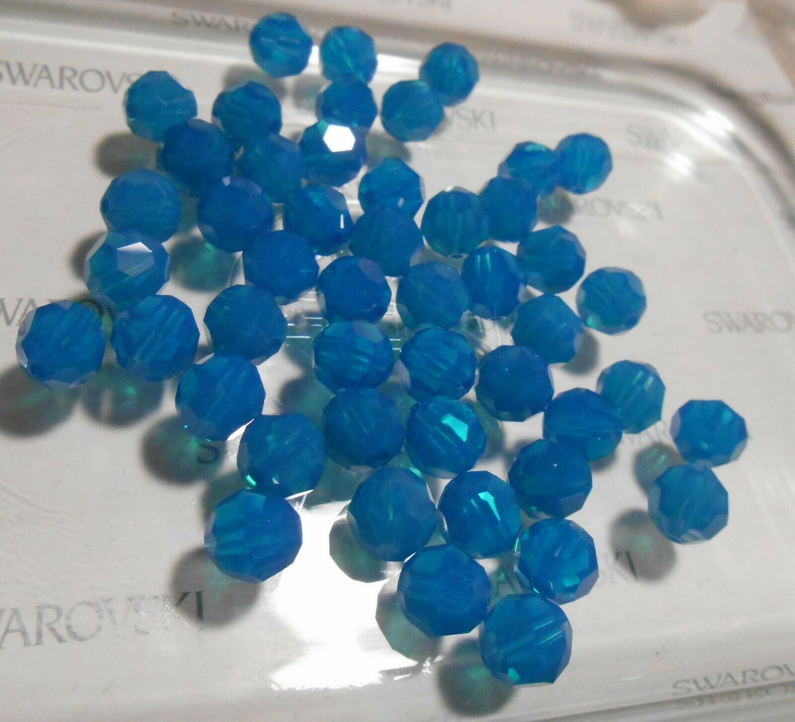 24 Pcs 8mm Swarovski 5000 Caribbean Blue Opal Crystal Round Beads Usa Seller