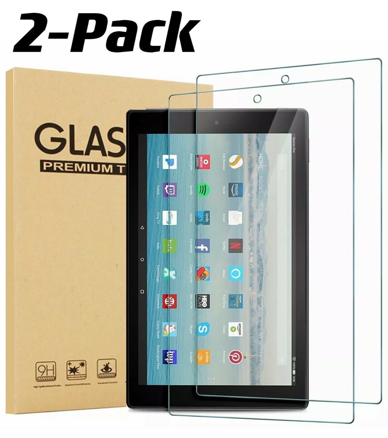 2 Pack Tempered Glass Screen Protector For Amazon Fire Hd 10 Tablet (10.1 Inch)