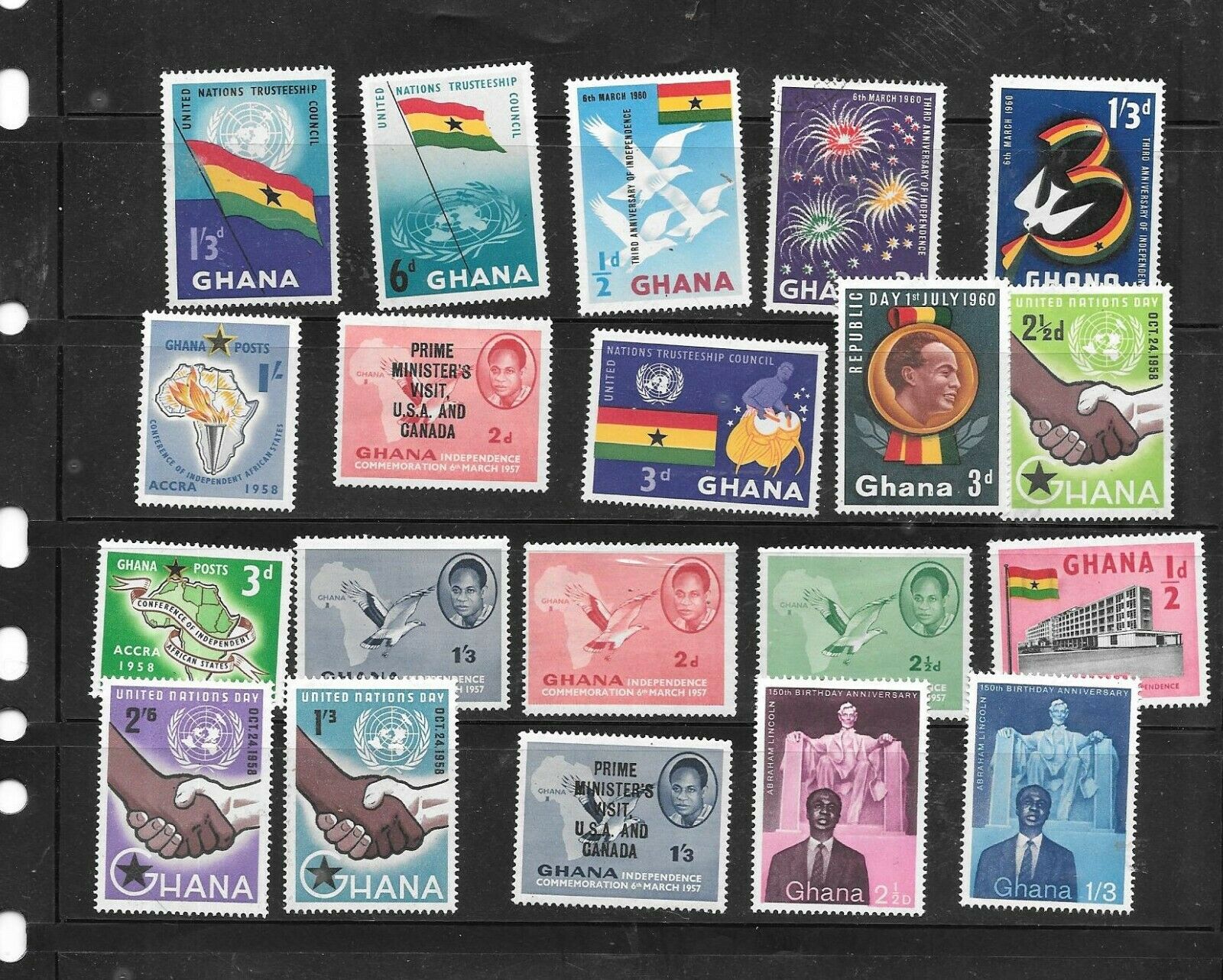 Ghana 20 Diff Mnh-mint Old Vintage Stamp Collection Lot Set Packet W Large