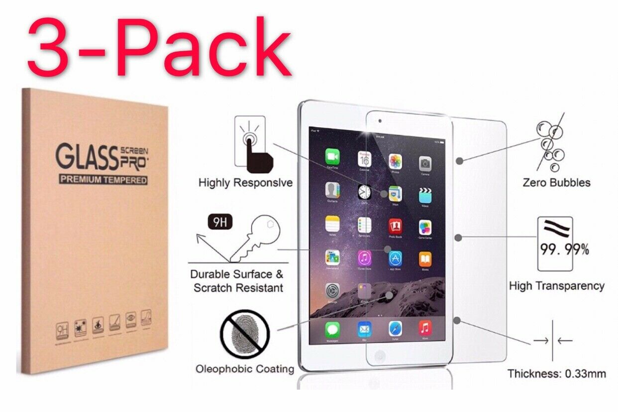 [3-pack] Tempered Glass Screen Protector For Apple Ipad 6th Generation 2018