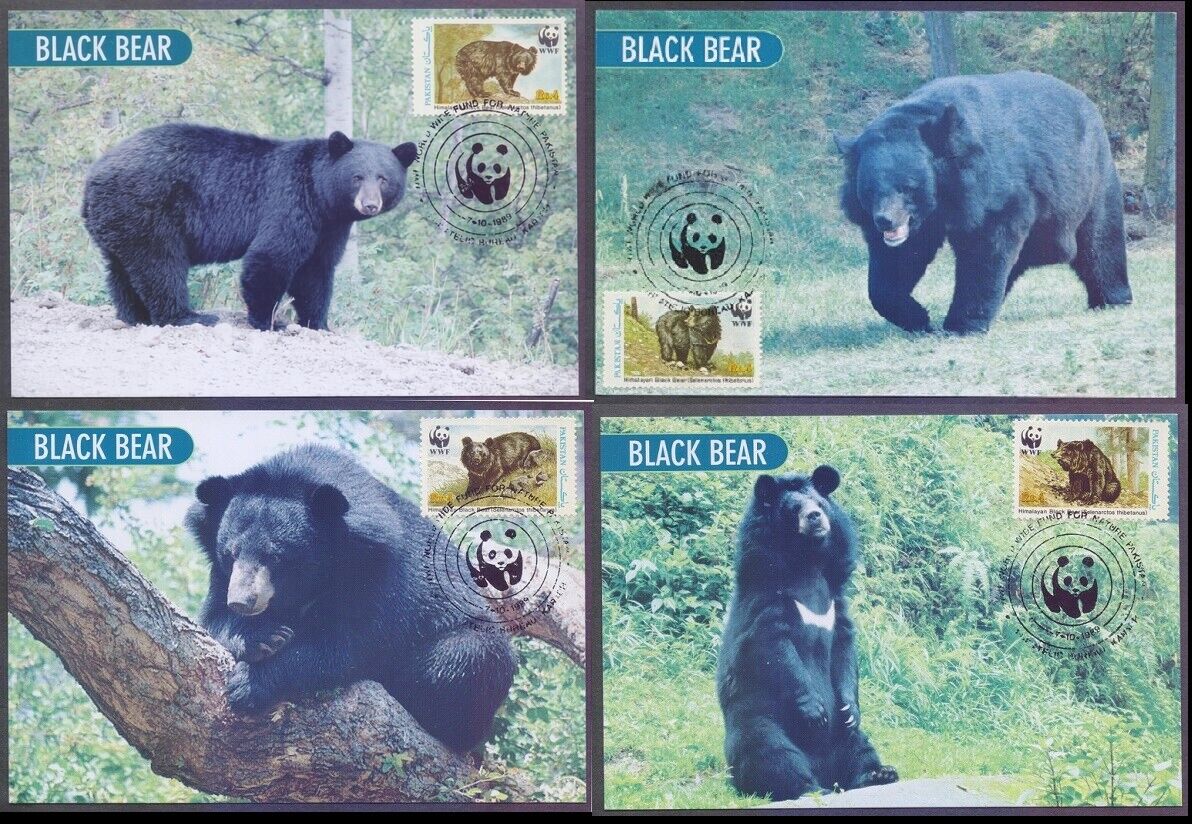 Mx4- Pakistan  Maximum Card 1989. Protect Wildlife Himalayan Black Bear, W.w.f.