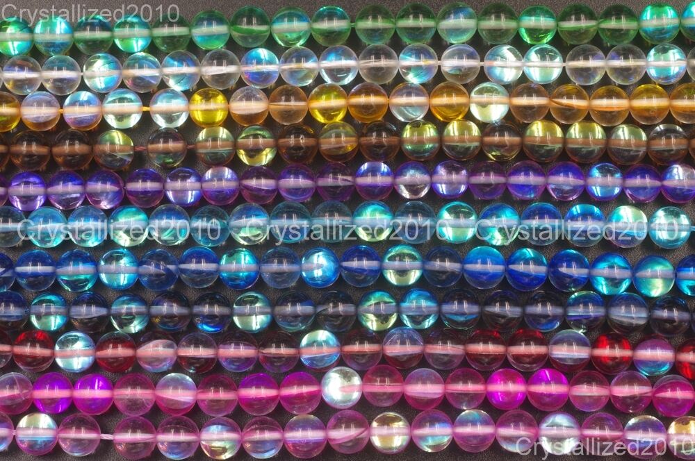 Top Crystal Glass Round Glitter Inside Ab Coating Beads 6mm 8mm 10mm 12mm 15.5"