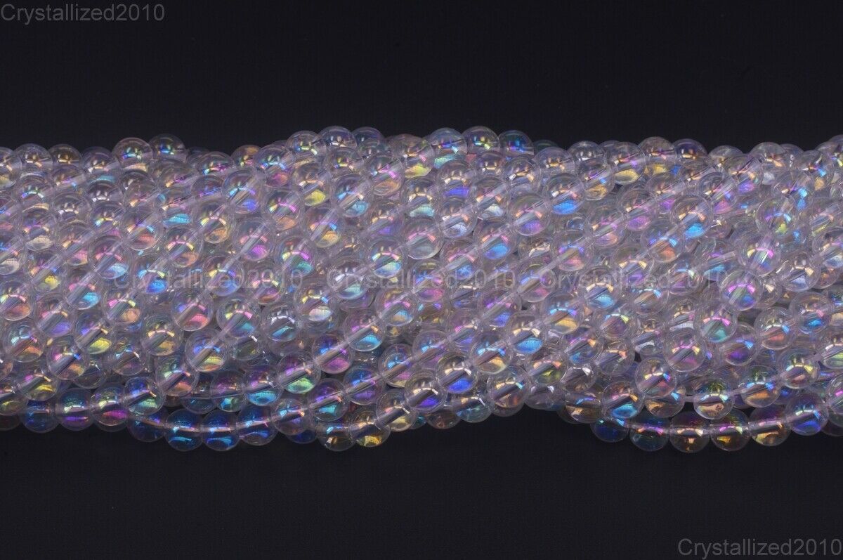 Angel Aura Crystal Quartz Gemstone Round Ball Beads 4mm 6mm 8mm 10mm 12mm 15.5"