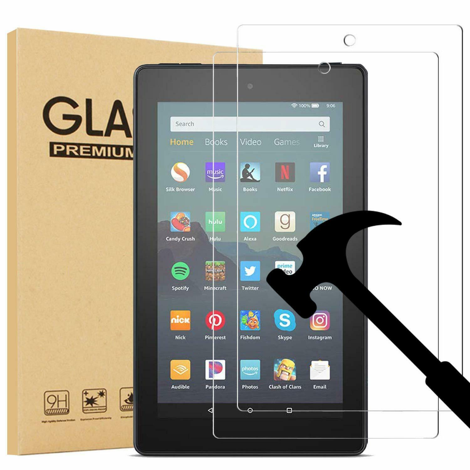 2 Pack Tempered Screen Protector For Amazon Kindle Fire 7"/ Hd 8"/ Hd 10" Tablet