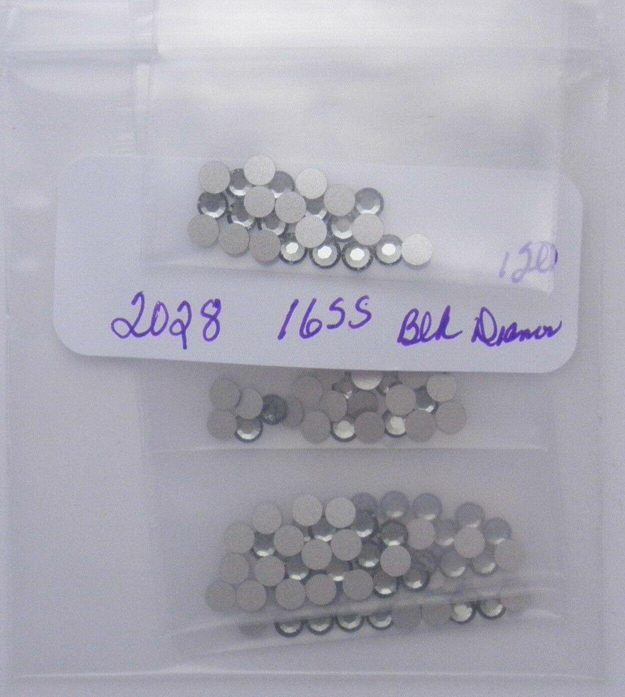 120--art# 2028 Rhinestone Flatback Ss 16 Blk Diamond Silver Foil * Lot  E 7