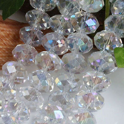 94-100 Pcs , 4 X 6 Mm White Clear Faceted Crystal Gemstone Abacus Loose Beads