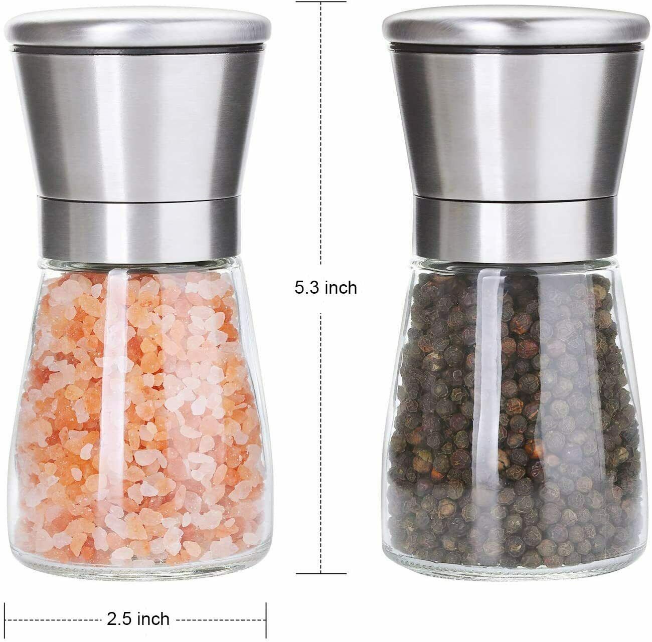 Salt And Pepper Grinder Set With Adjustable Ceramics Grinder Stainless Steel