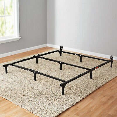 Black Adjustable Metal Bed Frame For Box Spring Mattress Twin Full Queen Size
