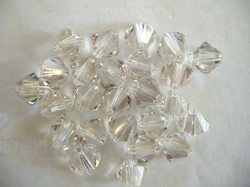 25 Pc Swarovski Crystal Silver Shade 6mm Loose Beads Bicone 5328, Free Shipping