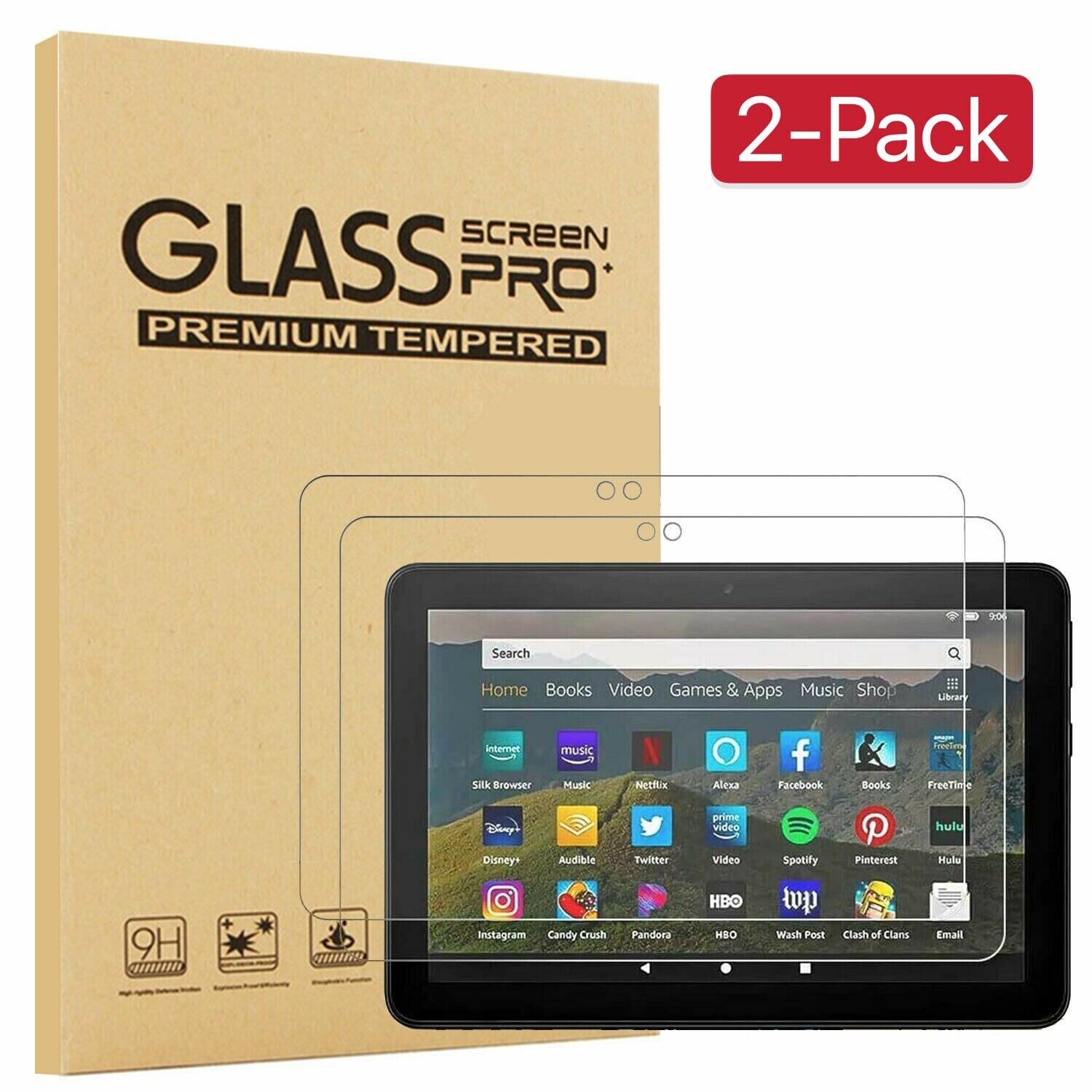 2pcs Tempered Glass Screen Protector For Amazon Kindle Fire Hd 7" 8" 10" Tablet