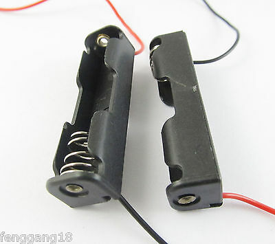2pcs 1x Aaa 3a 1xaaa Battery Clip Holder Box Case 1.5v With 6'' Lead Wire Black