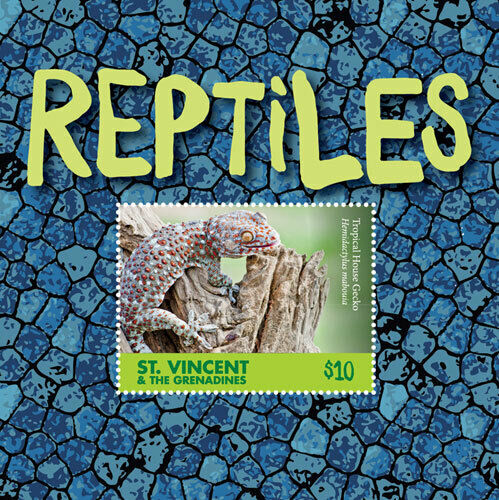 St. Vincent 2015 - Reptiles, Tropical House Gecko, Lizard - Souvenir Sheet - Mnh