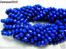72pcs Opaque Blue Faceted Crystal Rondelle Loose Spacer Beads 6mm X 8mm