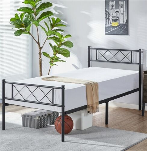 Twin Platform Metal Bed Frame With Headboard And Footboard/mattress Foundation