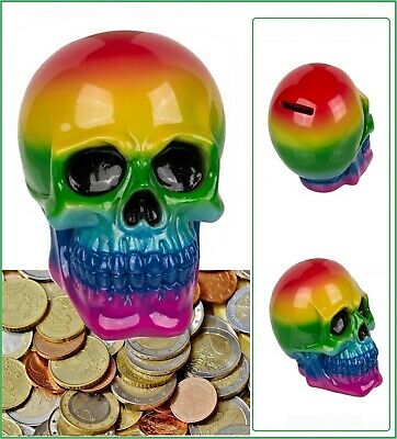 Rainbow Skull Money Boxes Rainbow Design Skull Gothic Gender Piggy Bank