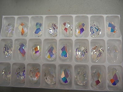 12 Large Preciosa New Teardrop Crystal Beads In 18x12mm Crystal Ab